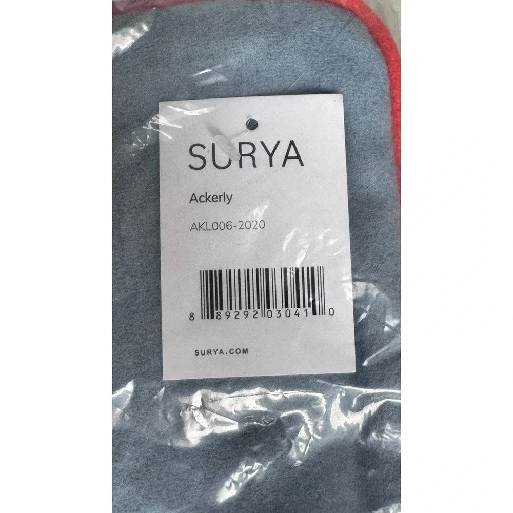 Surya Ackerly NEW Set Of 2 Pillow Cover Blue & Orange Piping Wool Blend 20x20